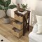 Costway 1/2 PCS 3-Tier Nightstand with 3 Seagrass Baskets Rubber Wood X-Shaped Frames 3 Drawers